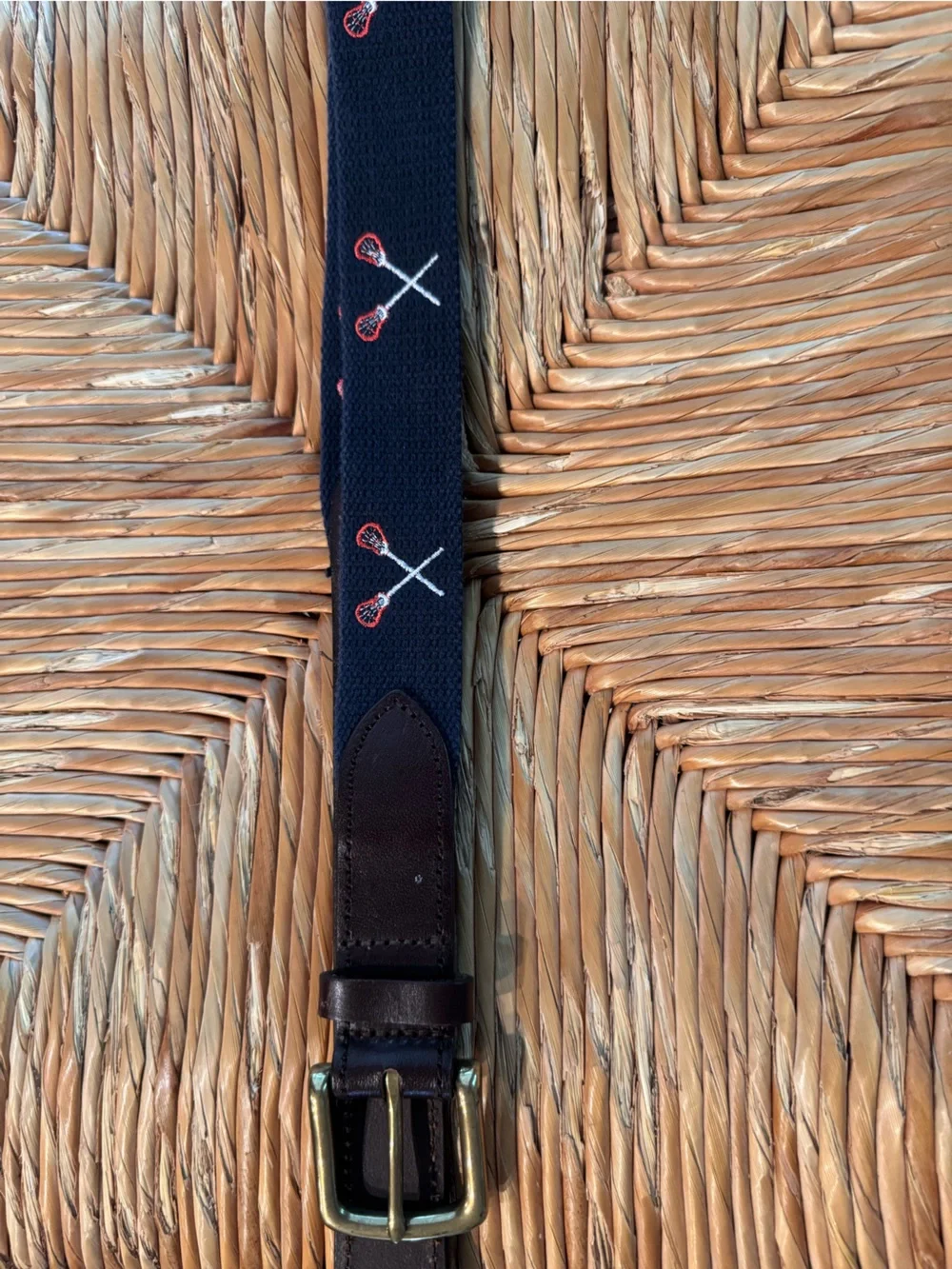 Vineyard Vines Navy Lacrosse Sticks Canvas Club Belt - Size 30